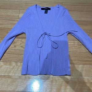 Lavender tie-up cardigan sweater